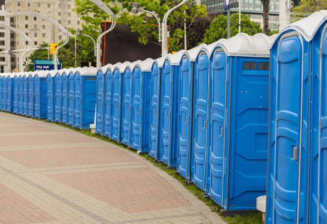 Seasonal porta potty units set up at a Camp Pendleton, California venue