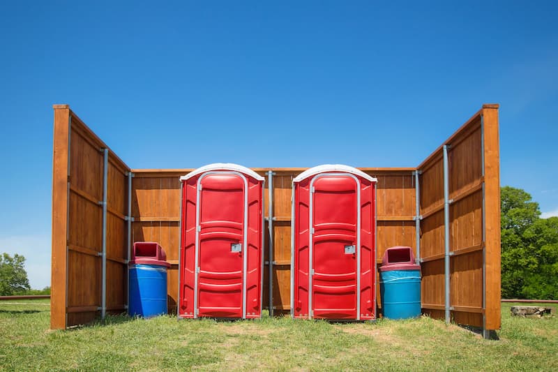 Short-term porta potty units staged for delivery in Camp Pendleton, California